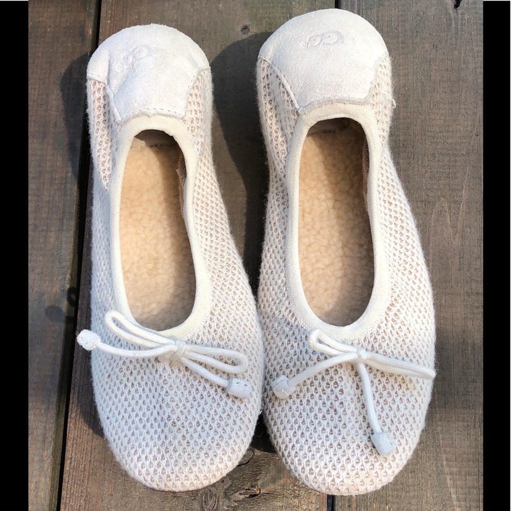 UGG cream size 8, slip on flats.